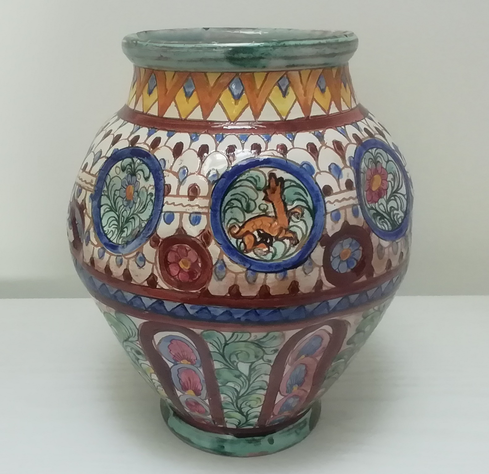 Rare Italian Vase Vintage Sgraffito Style